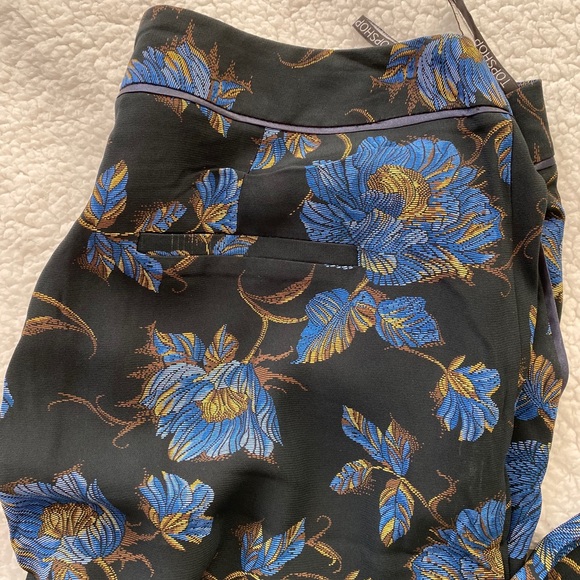 Topshop Blue Floral Print Satin-Trimmed Trousers - Picture 4 of 7